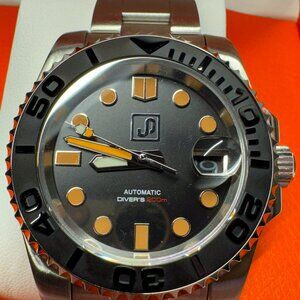 JP Shadow Diver – NH36A Automatic, Date, 200m, Ceramic Bezel, Glidelock Clasp